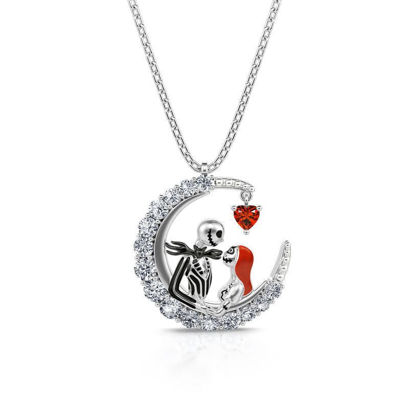 Midnight Moon Skull Necklace