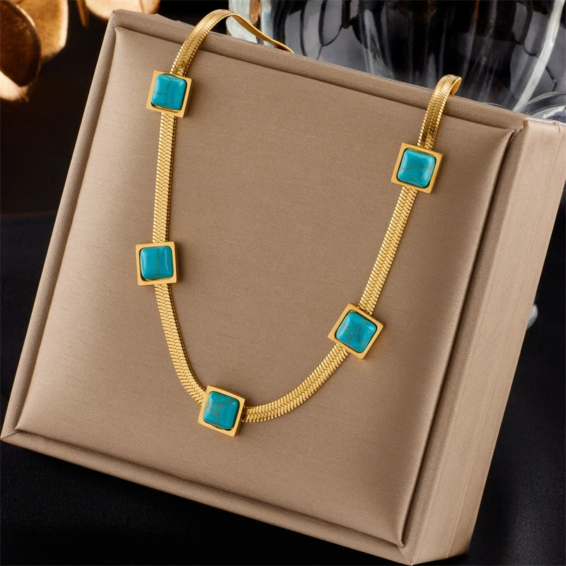 316L Stainless Steel Gold Color Crystal Necklace for Women Punk Street Trend Snake Chain Choker Girls Jewelry Gifts