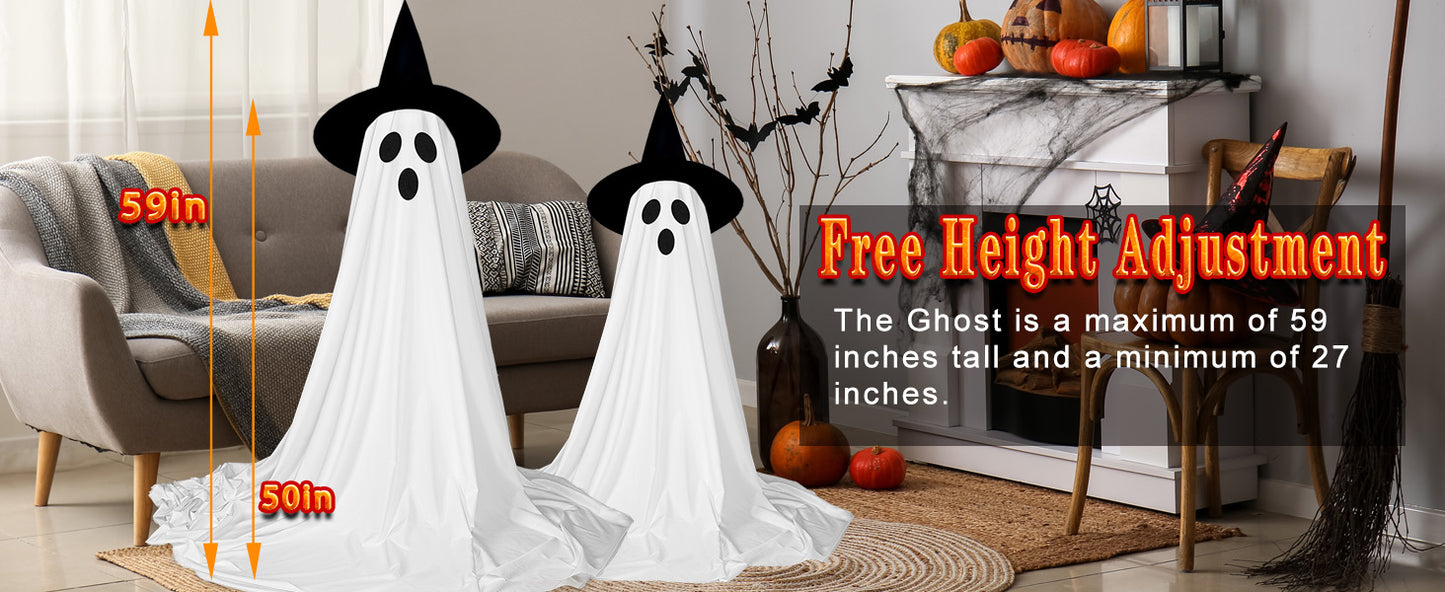 Halloween Decorations Outdoor Diy Large Lighted White Cloth Ghosts Cute Ghost With Led String Lights Home Porch Yard Deco
