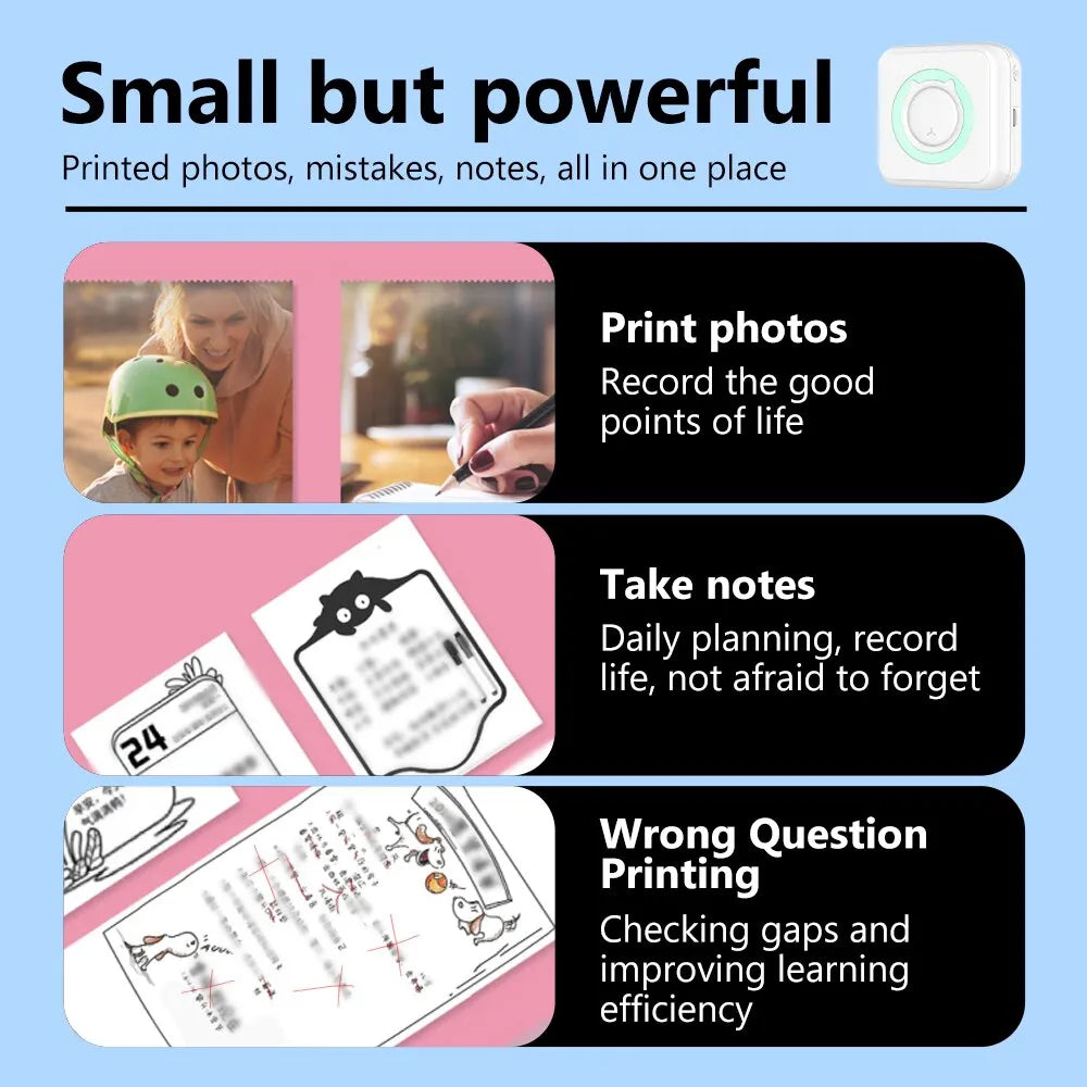 Mini Printer Portable Thermal Stickers -
