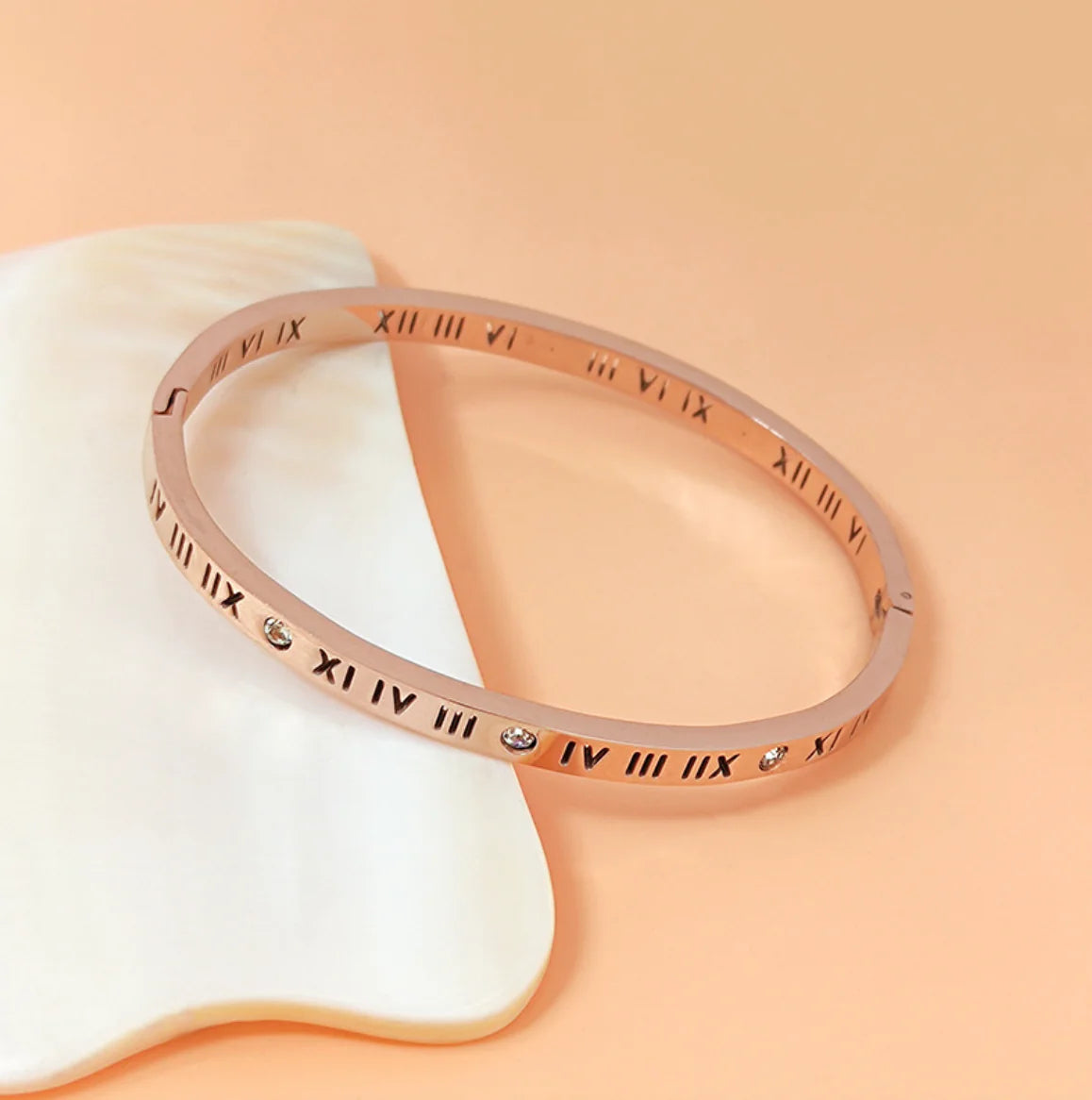 Women's Titanium Steel Roman Numeral Diamond Bracelet -