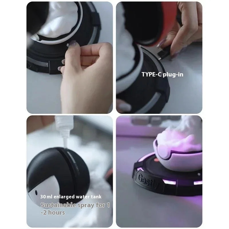Gastly Humidifier Smoking Night Light Anime Toy Light Gaming Room Bedroom Led Lamp Table Decoration Kids Christmas Gifts Custom - Housewares
