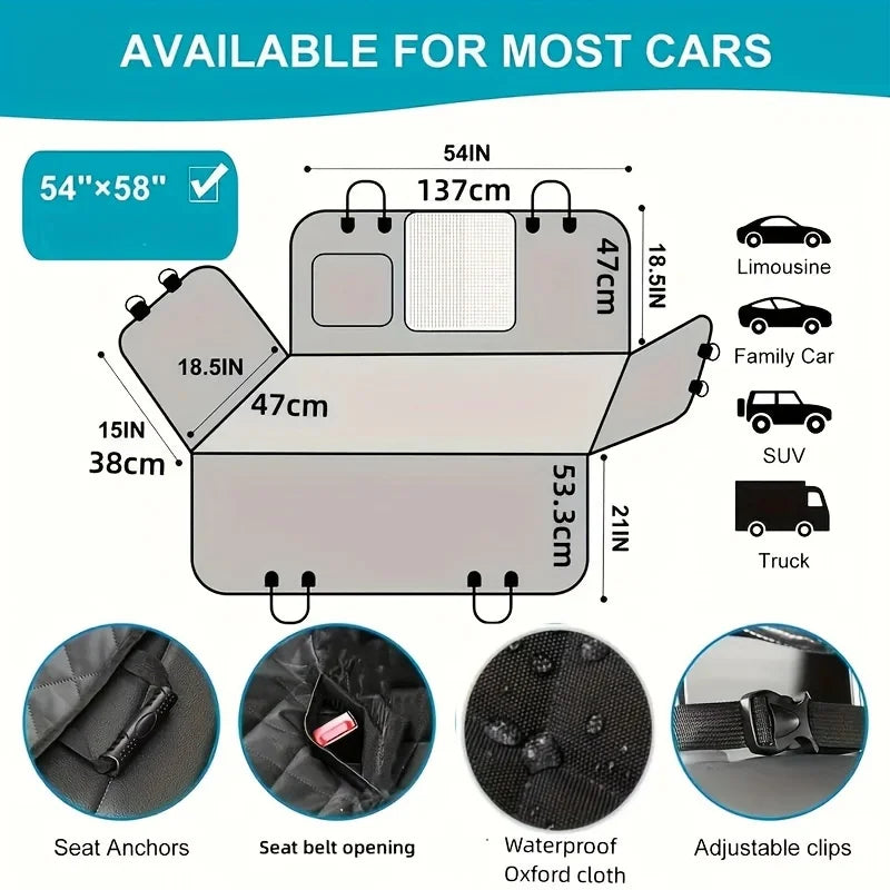 Premium Dog Car Hammock – Scratch-Proof & Waterproof -