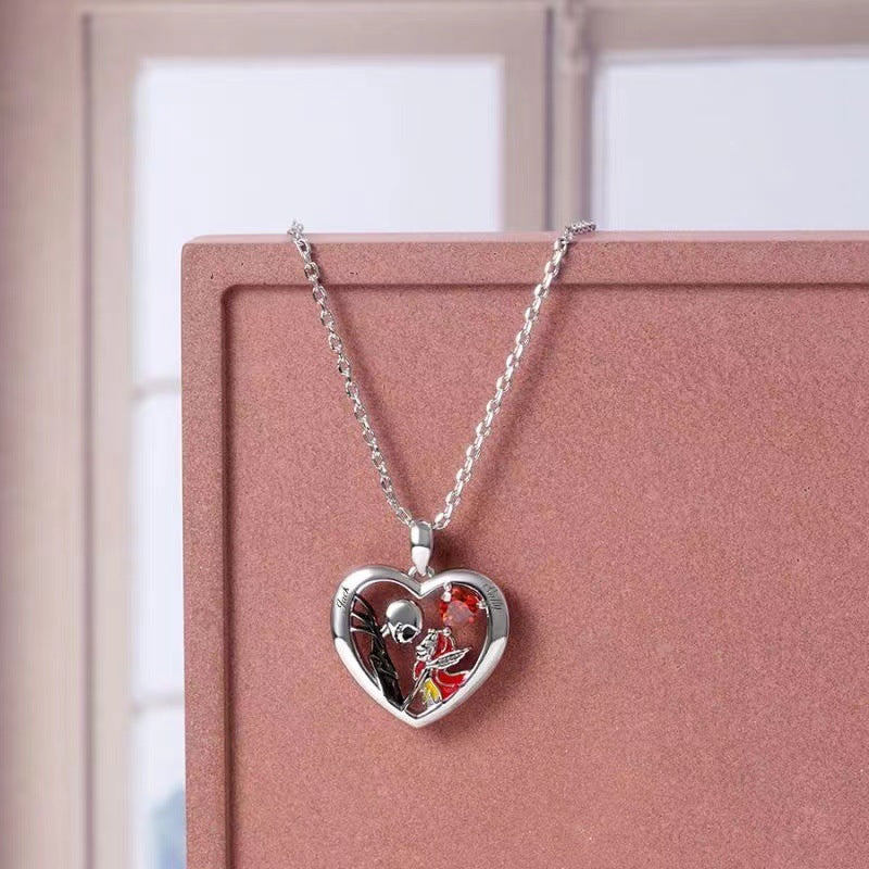 Till Death' Skull Heart Couple's Necklace