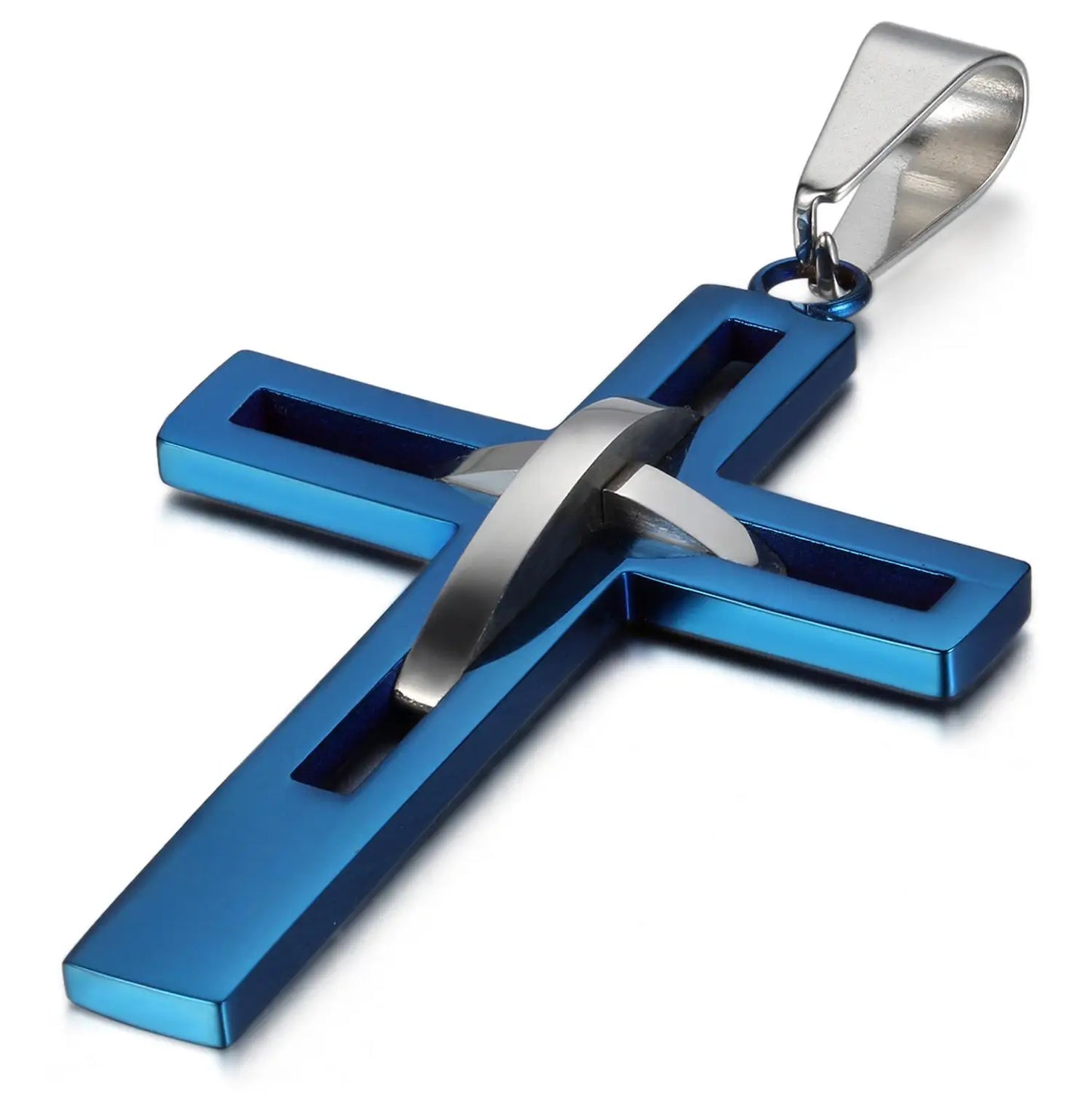 2020 Retro Stainless Steel Black Cross Pendants Necklace for Men Chain Necklaces Christian Jewelry Dropshipping