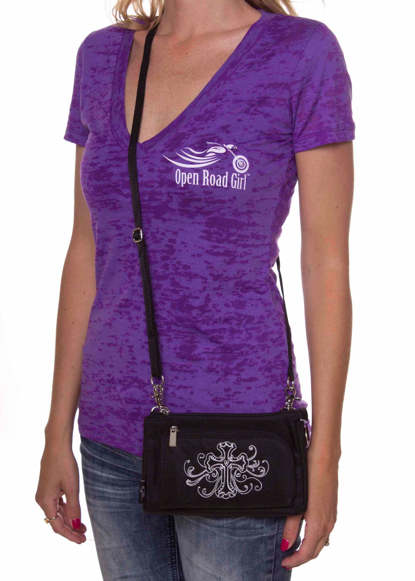 3-in-1 Belt Bag Phone Holder, Crossbody, Fanny Pack, Silver Cross Purse