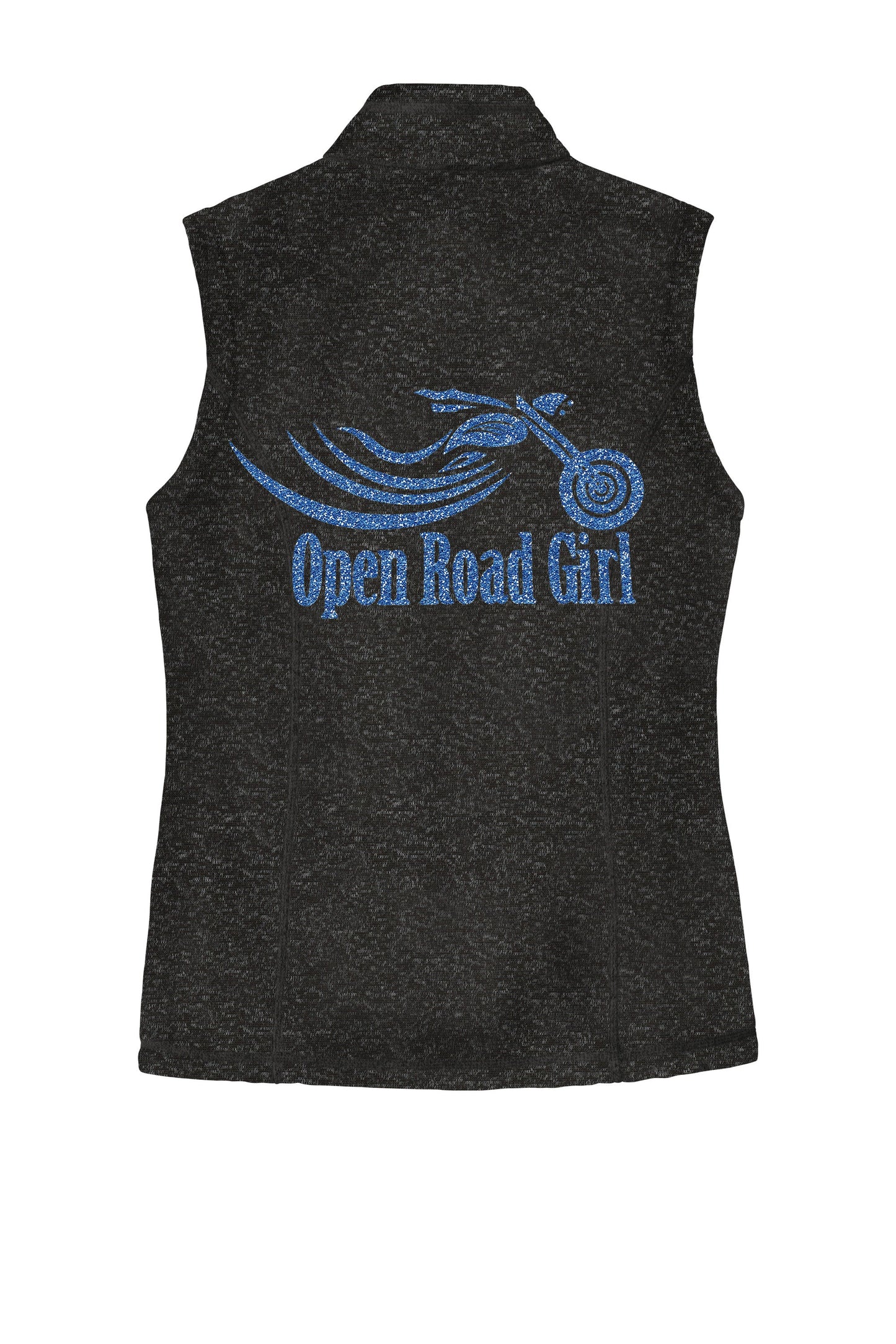 BLACK HEATHER Open Road Girl Sweater Fleece Vest- Choose your logo COLOR!