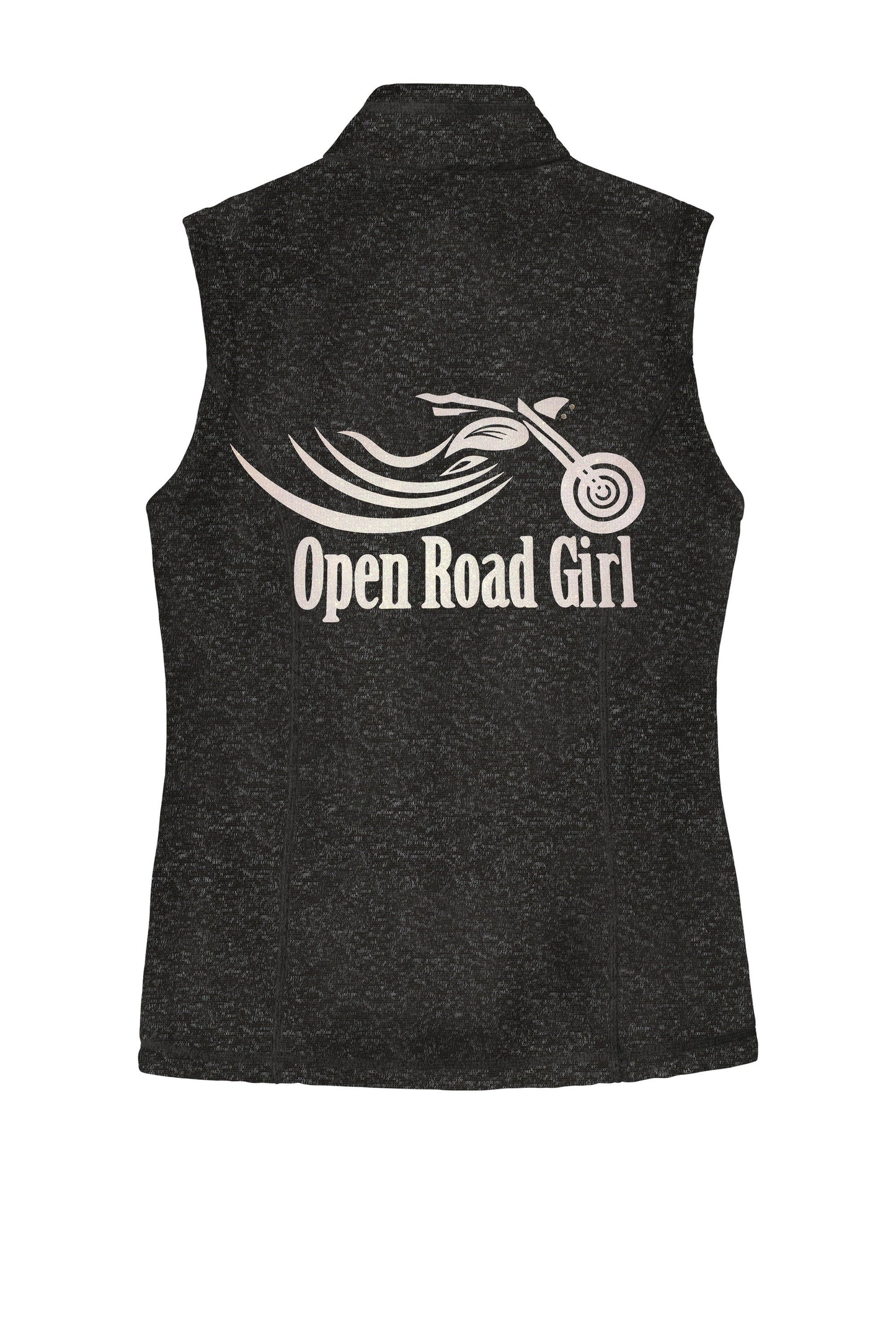 BLACK HEATHER Open Road Girl Sweater Fleece Vest- Choose your logo COLOR!