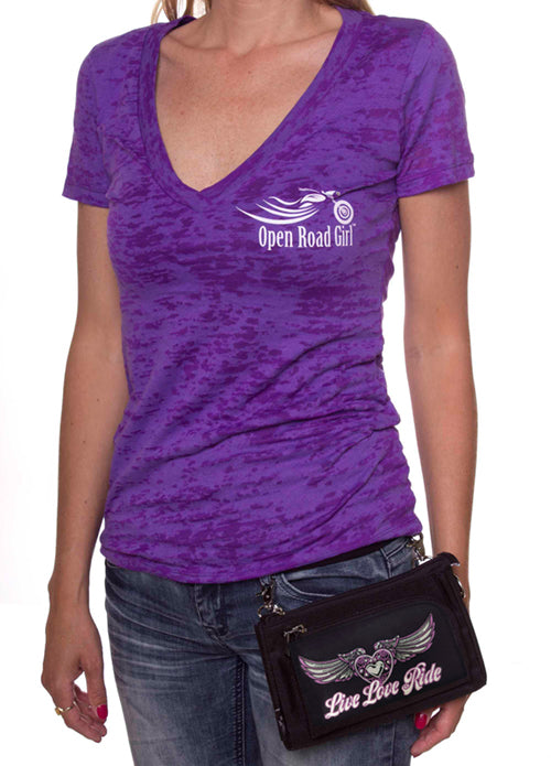 PURPLE Wing Live Love Ride Durable Canvas Hip Purse