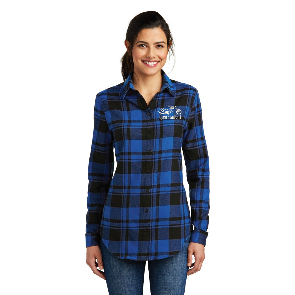 Open Road Girl Ladies Plaid Flannel Tunic, 4 COLORS