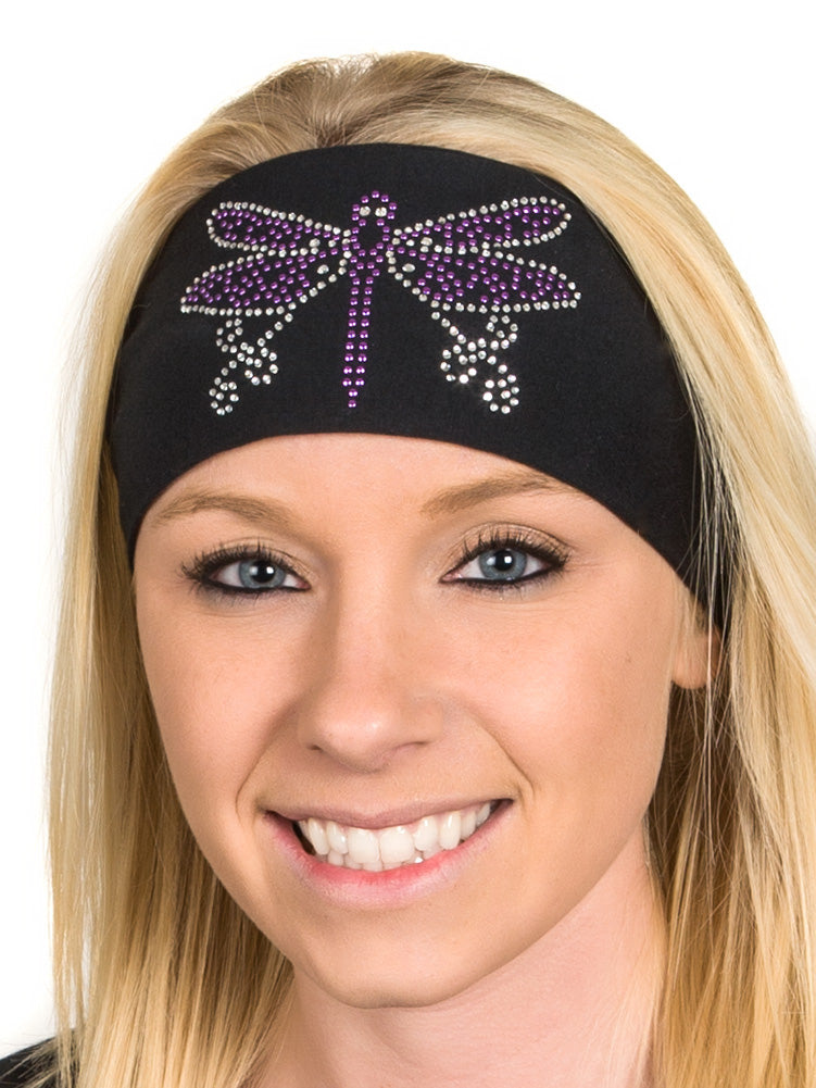 Tie-back Stretchy Rhinestone Bandana Dragonfly Design, 4 Colors