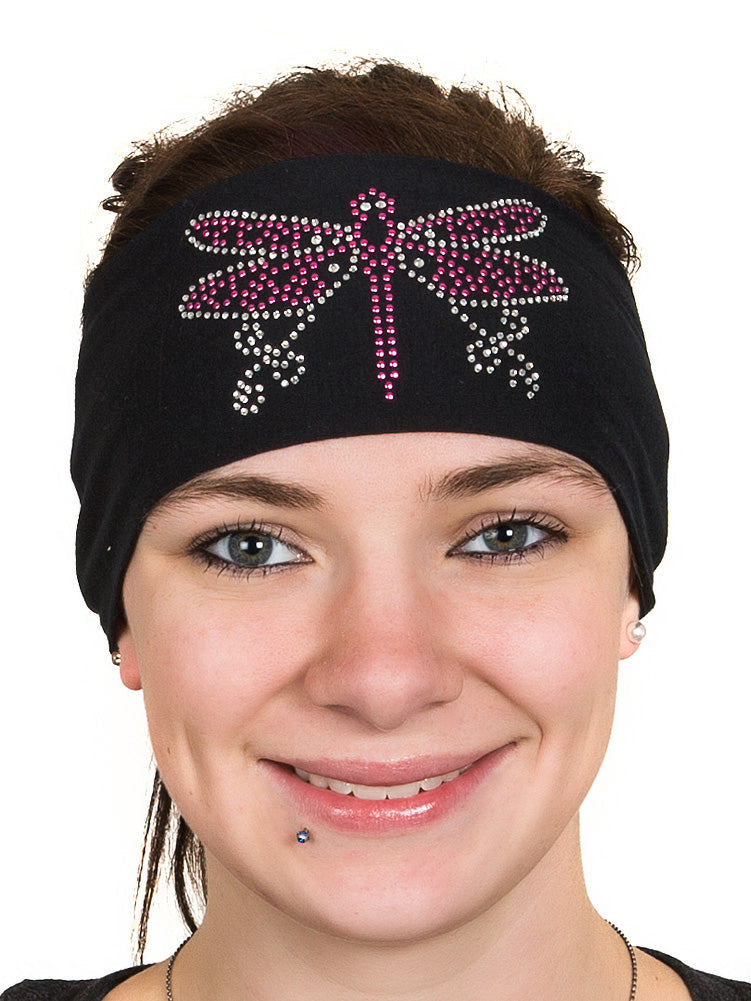 Tie-back Stretchy Rhinestone Bandana Dragonfly Design, 4 Colors