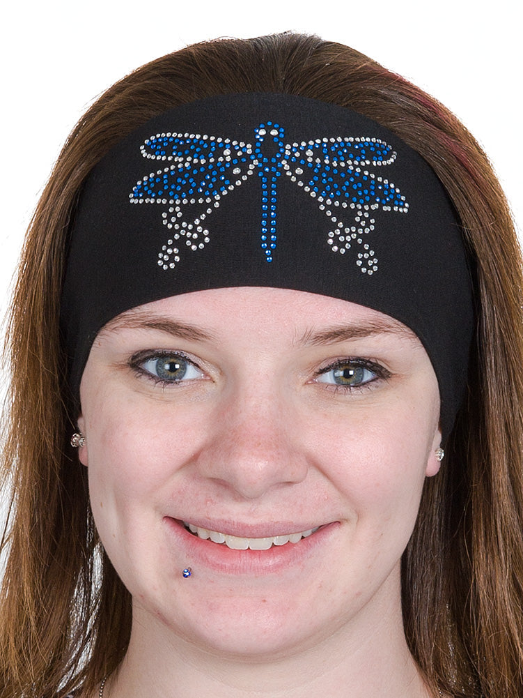 Tie-back Stretchy Rhinestone Bandana Dragonfly Design, 4 Colors