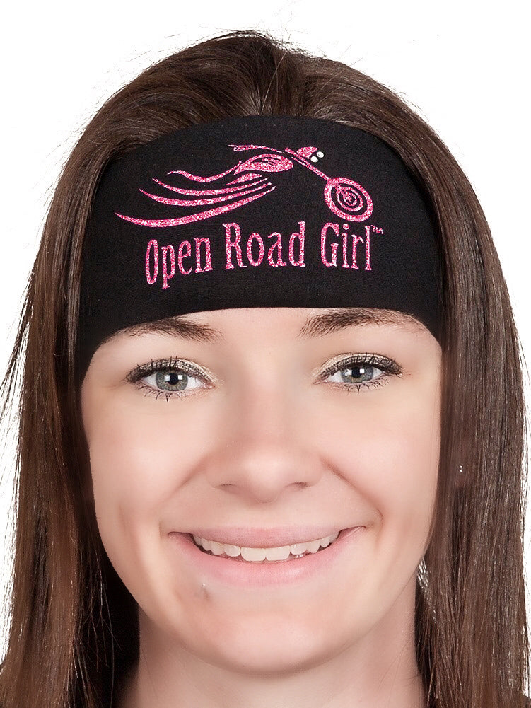 Tie-back Stretchy Rhinestone Bandana Sparkly Open Road Girl Design, 9 Colors