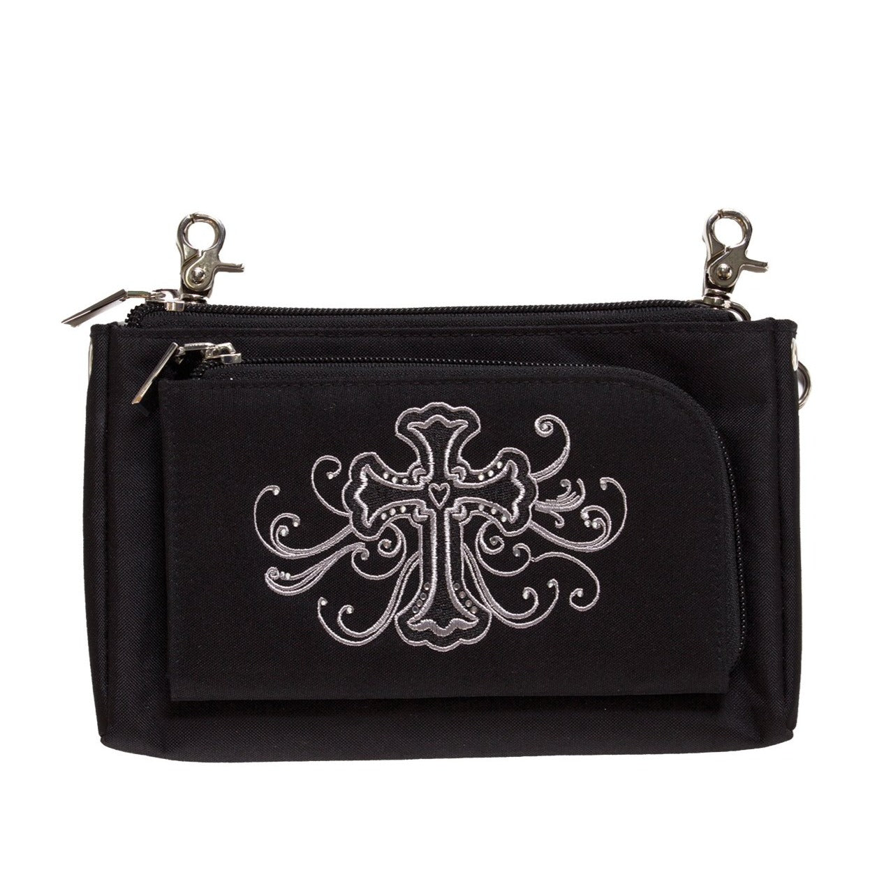 3-in-1 Belt Bag Phone Holder, Crossbody, Fanny Pack, Silver Cross Purse