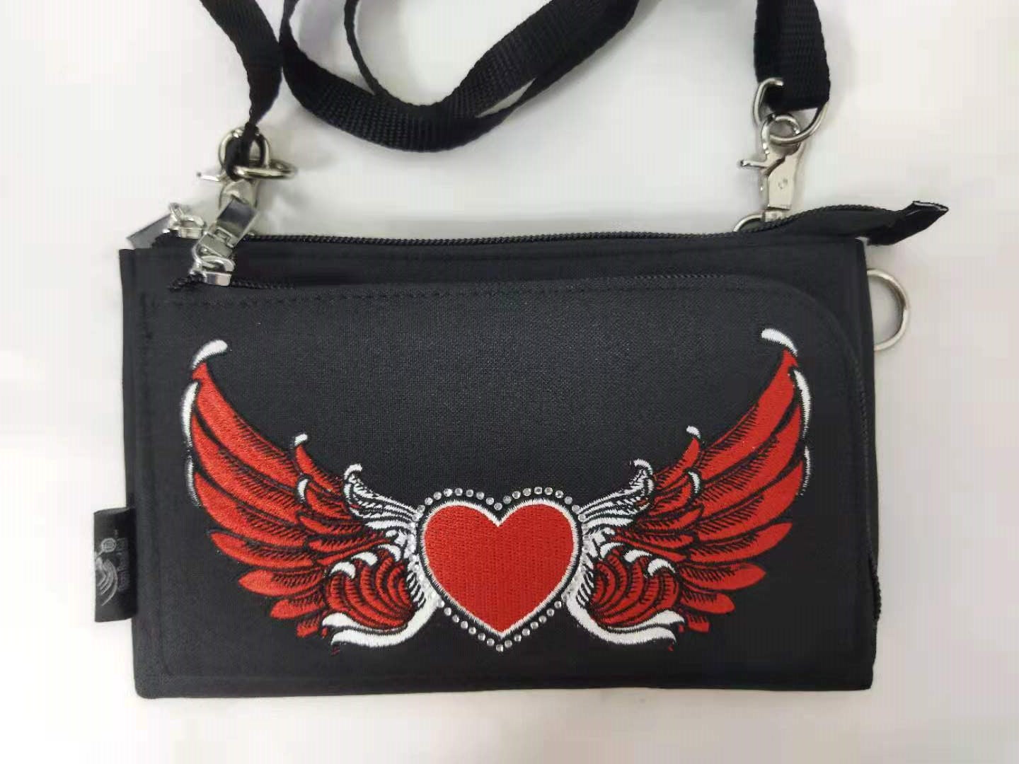 Red Heart with Wings Durable Canvas Hip Purse