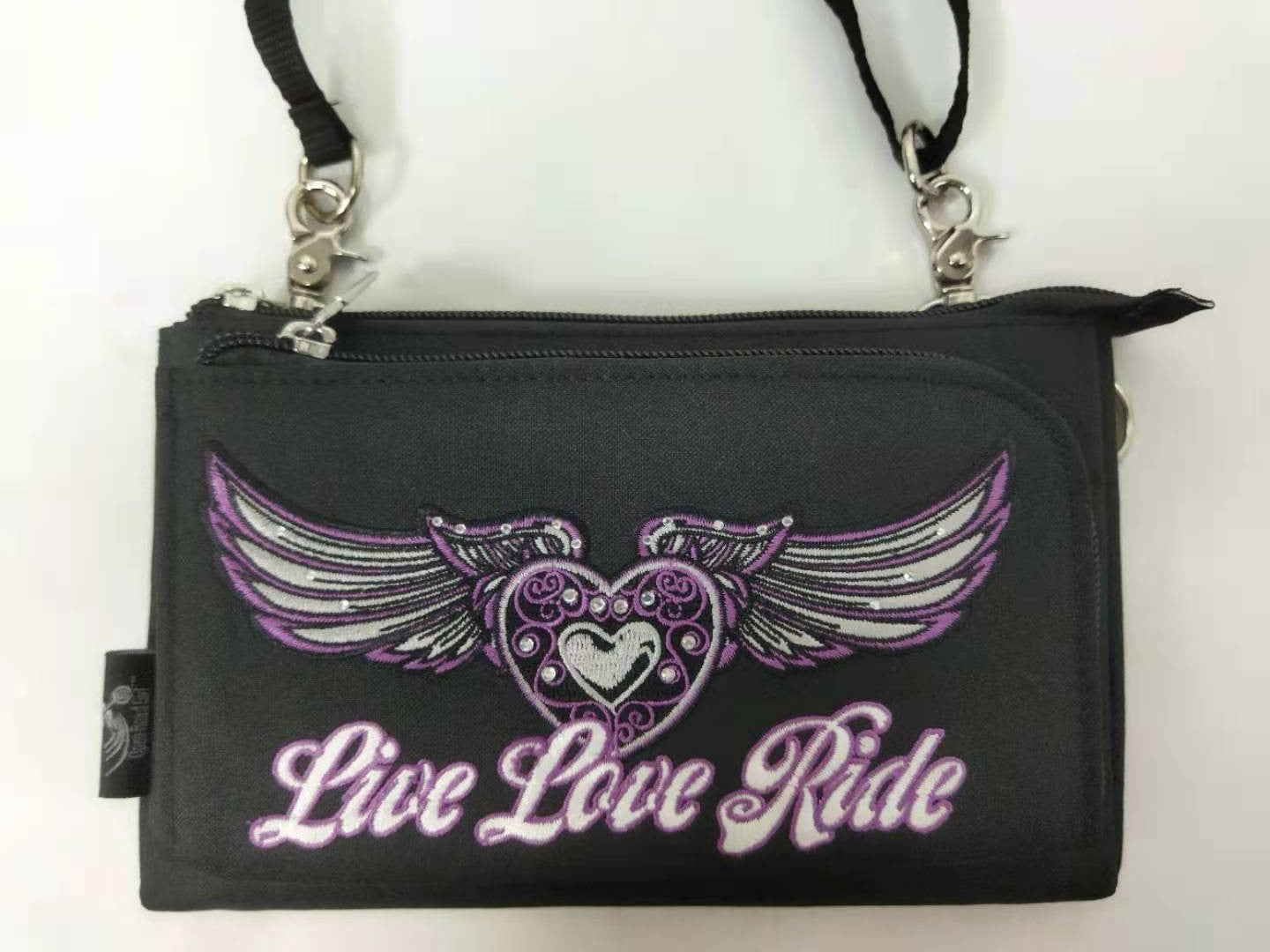 PURPLE Wing Live Love Ride Durable Canvas Hip Purse
