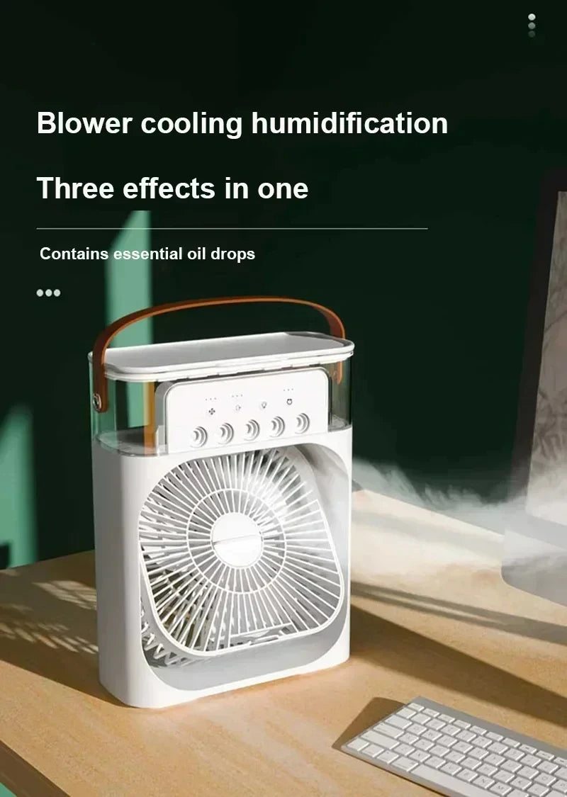 Xiaomi New 3-in-1 Fan Air Conditioner Household Small Air USB Electric Fan Air Cooler LED Night Light Water Mist Office Home