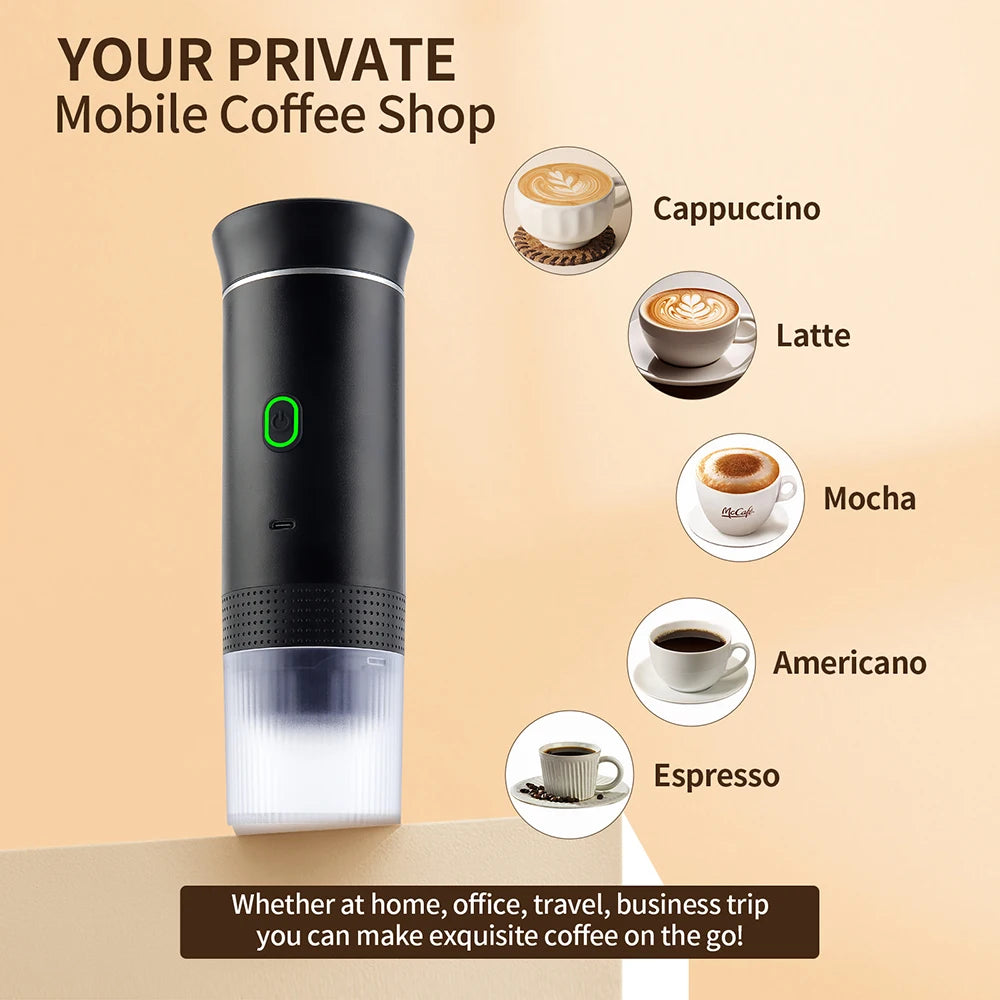 3-in-1 Portable Espresso Maker – Wireless Coffee Machine for Travel, Car & Camping