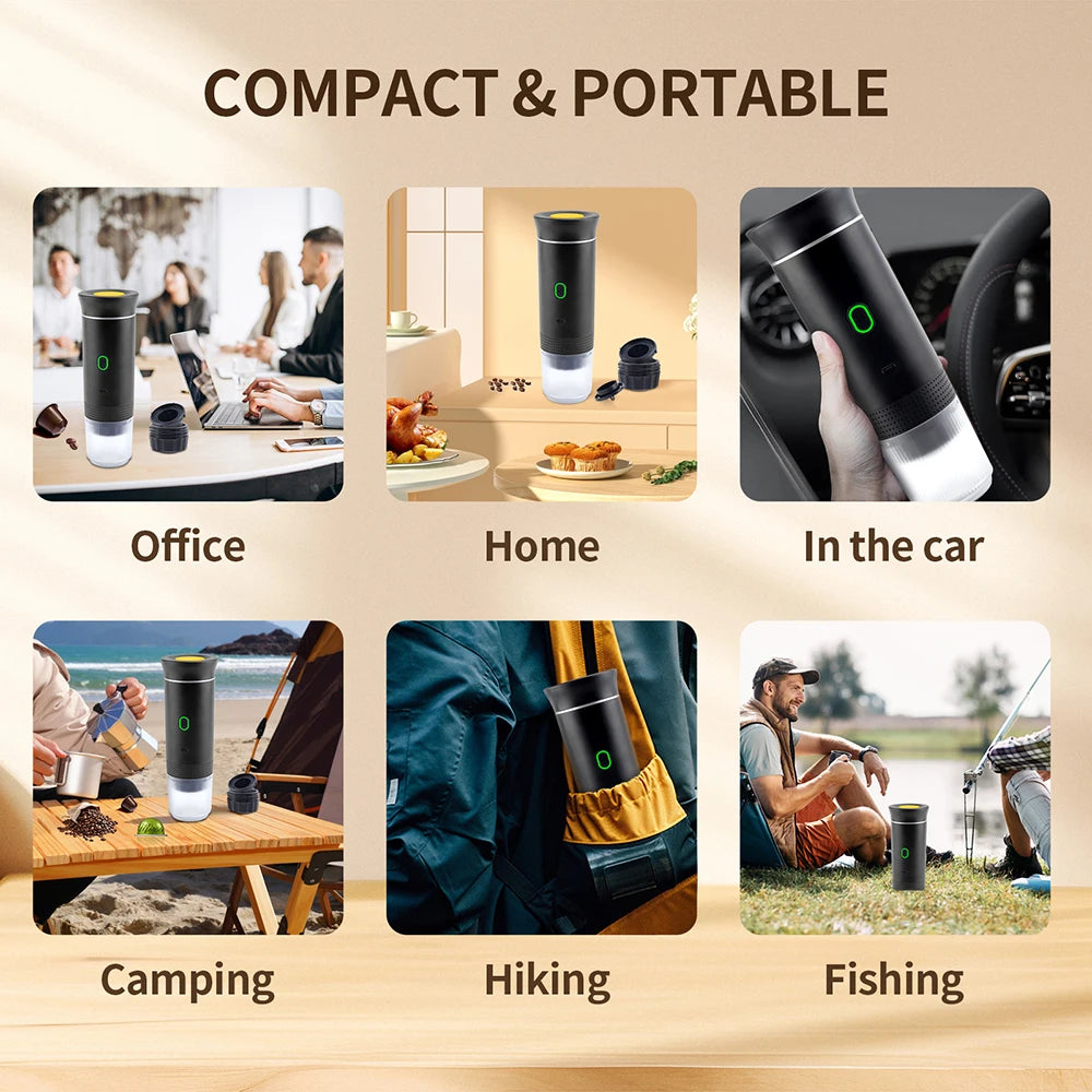 3-in-1 Portable Espresso Maker – Wireless Coffee Machine for Travel, Car & Camping