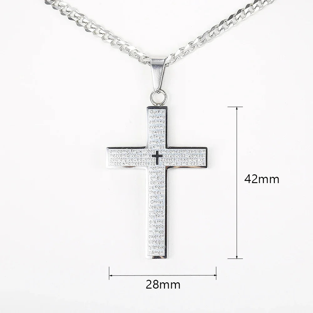 Cross Pendant Necklace for Men Women Jesus Christ Necklace Gold Black Silver Color Cuban Chain Religion Jewelry DKP684