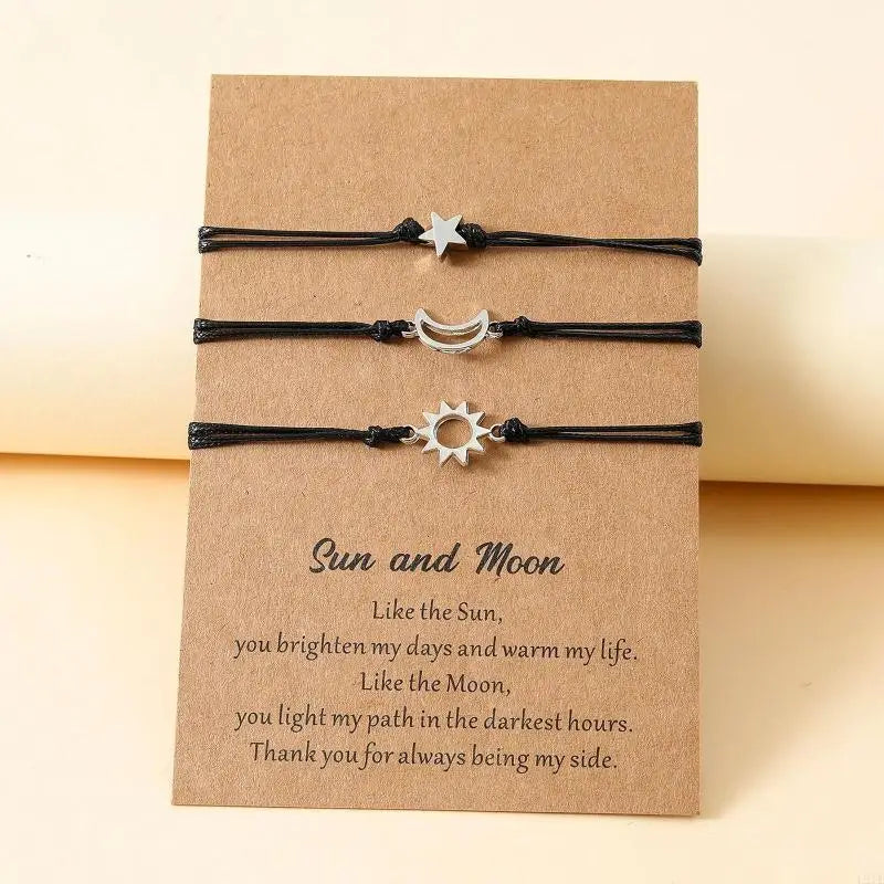Sun Moon Star Friendship Matching Bracelets - Perfect for Distance Relationships | Ideal for Friends, Him, Her, Mother & Daughter