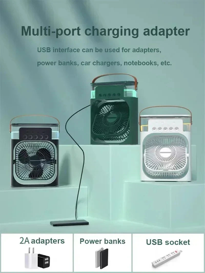 Xiaomi New 3-in-1 Fan Air Conditioner Household Small Air USB Electric Fan Air Cooler LED Night Light Water Mist Office Home