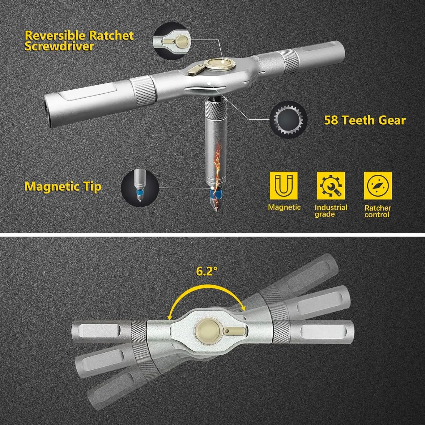 VMAN 24in1 Multifunction Ratchet Screwdriver Set Multi Magnetic Bits Mini Repair Tool Kit Household Tool For PC & Desk Etc.