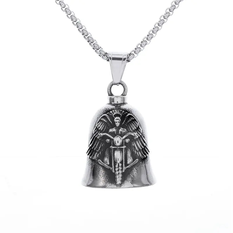 Angel Ride Motorcycle Bell Pendant Biker Hip Hop Rock Metal Punk Ride Party Accessories Trend Amulet Jewelry Gift