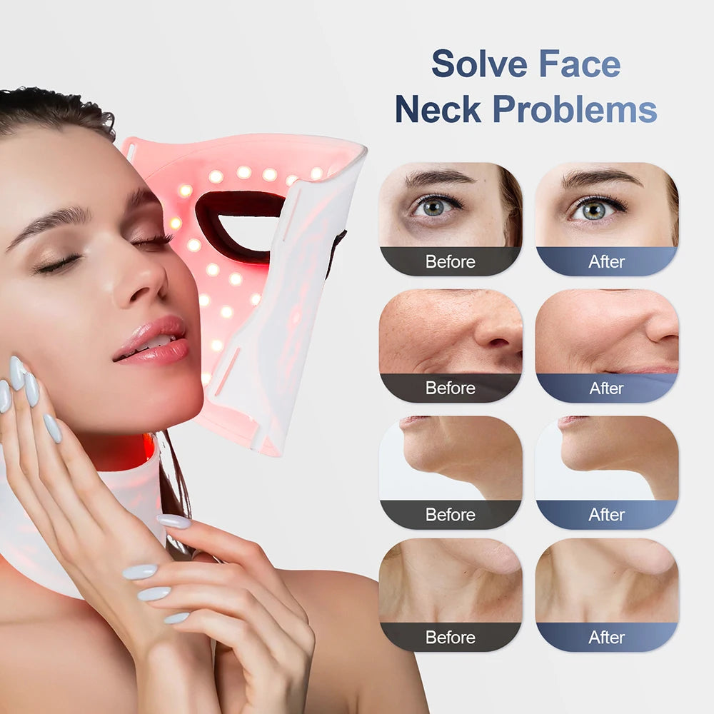 Silicone Red Light Therapy Mask 7 Color LED Face Mask anti Aging Rejuvenation Brighten Facial Mask with Eye Protection Cushion