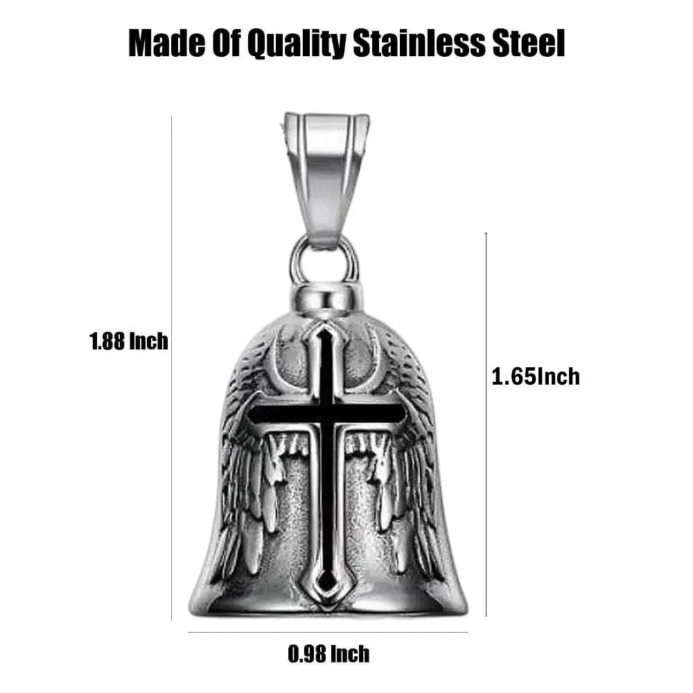 Vintage 3D Design Motorcycle Guardian Bell Retro Wing Design Biker Good Luck Charm Alloy Punk Style Evil Spirit Trap Bell Men