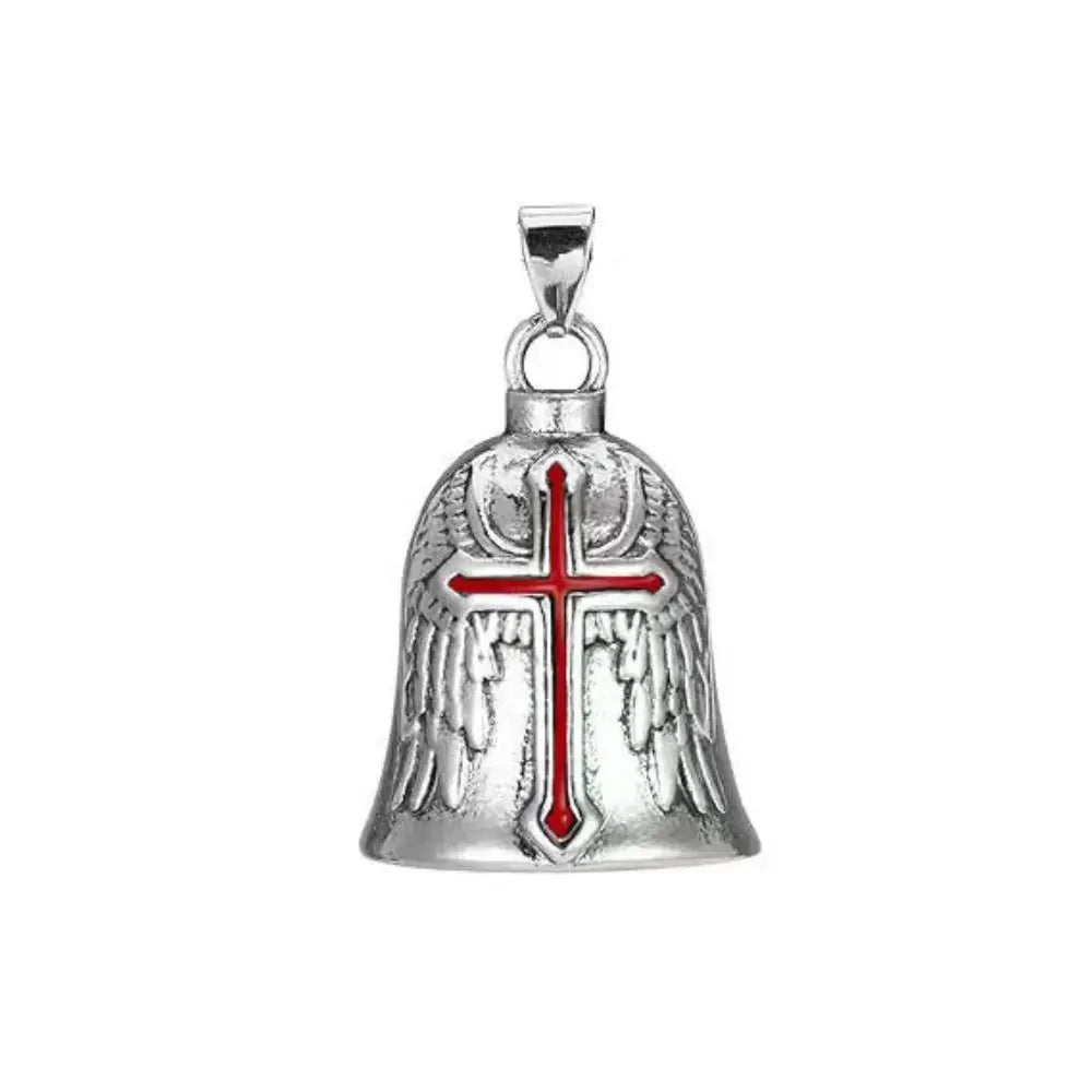 Vintage 3D Design Motorcycle Guardian Bell Retro Wing Design Biker Good Luck Charm Alloy Punk Style Evil Spirit Trap Bell Men
