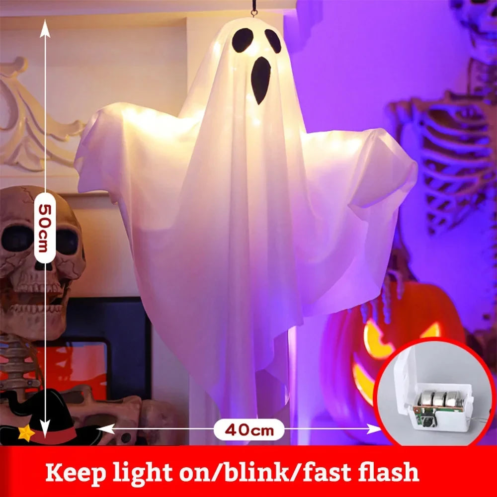 Halloween Hanging Ghost Decor, Light Up Flying Ghosts for Indoor Outdoor Garden Party, Scary Spooky Ornament Halloween Gifts