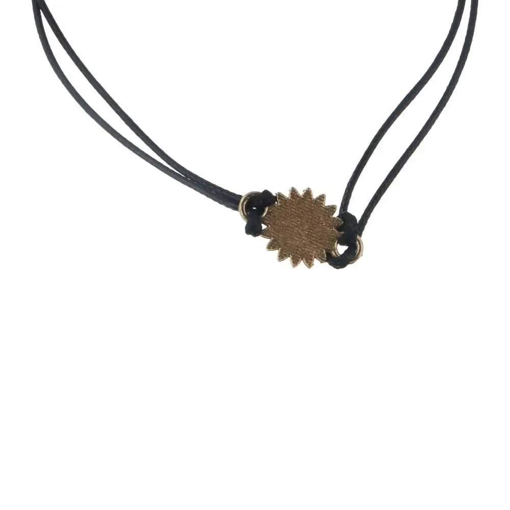 Temperament Black String Sunflower Bracelet for Love and Friendship - Woven Fashion Jewelry for Couples / Friends