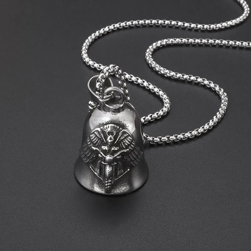 Angel Ride Motorcycle Bell Pendant Biker Hip Hop Rock Metal Punk Ride Party Accessories Trend Amulet Jewelry Gift