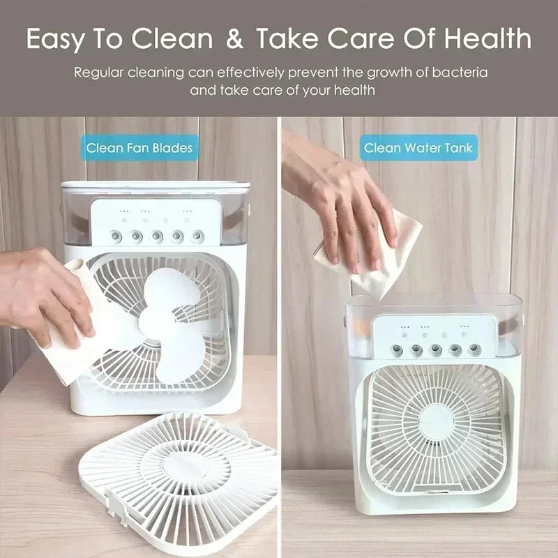 Xiaomi New 3-in-1 Fan Air Conditioner Household Small Air USB Electric Fan Air Cooler LED Night Light Water Mist Office Home