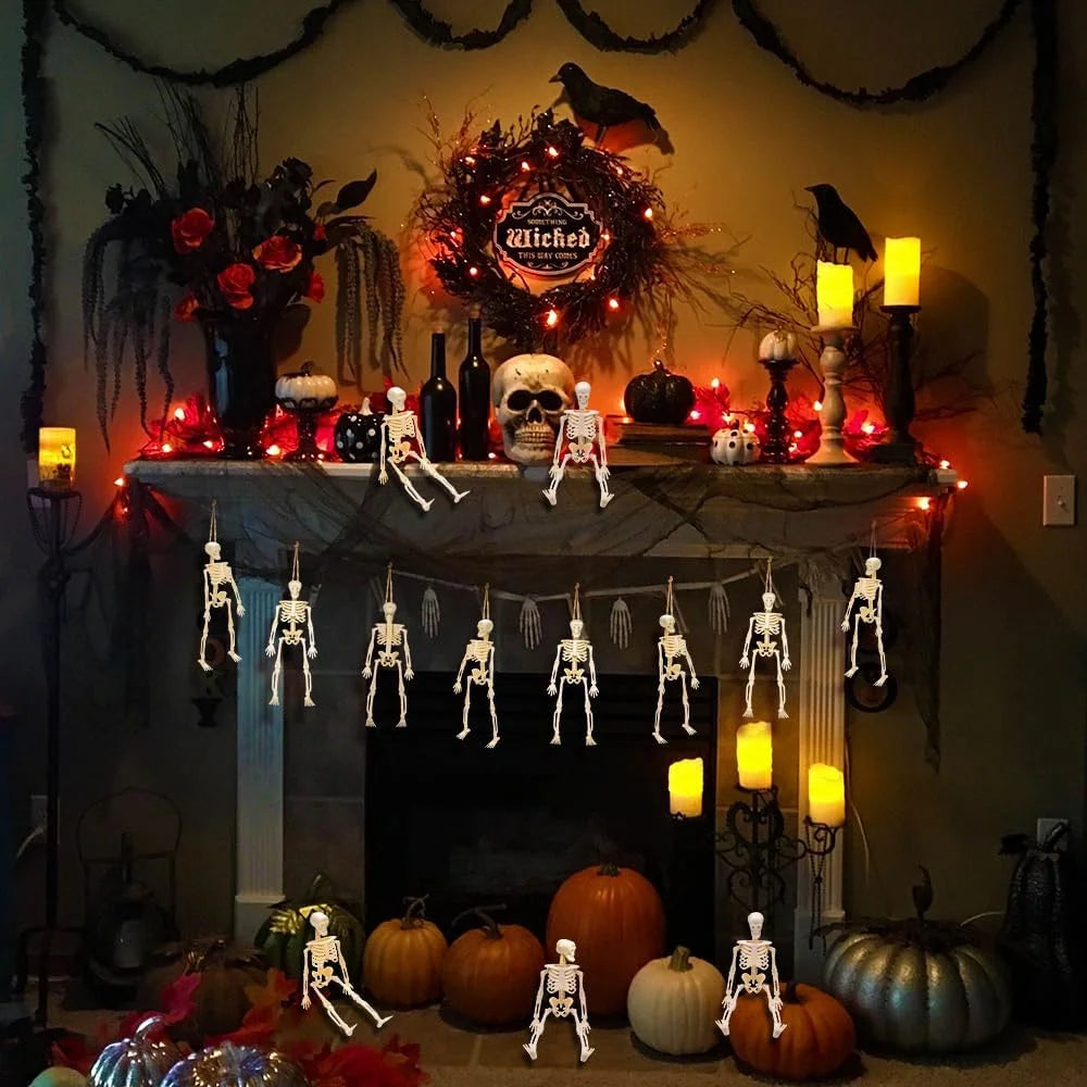 6/12PCS Mini Skeleton Figurines Small Skeletons Halloween Decorations for Craft Haunted House Accessories Party Favors 6 Inch