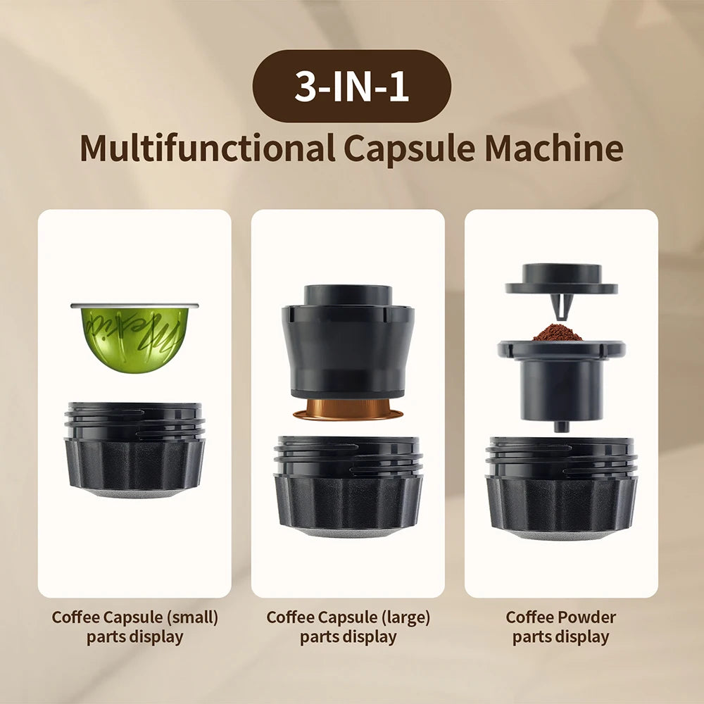 3-in-1 Portable Espresso Maker – Wireless Coffee Machine for Travel, Car & Camping