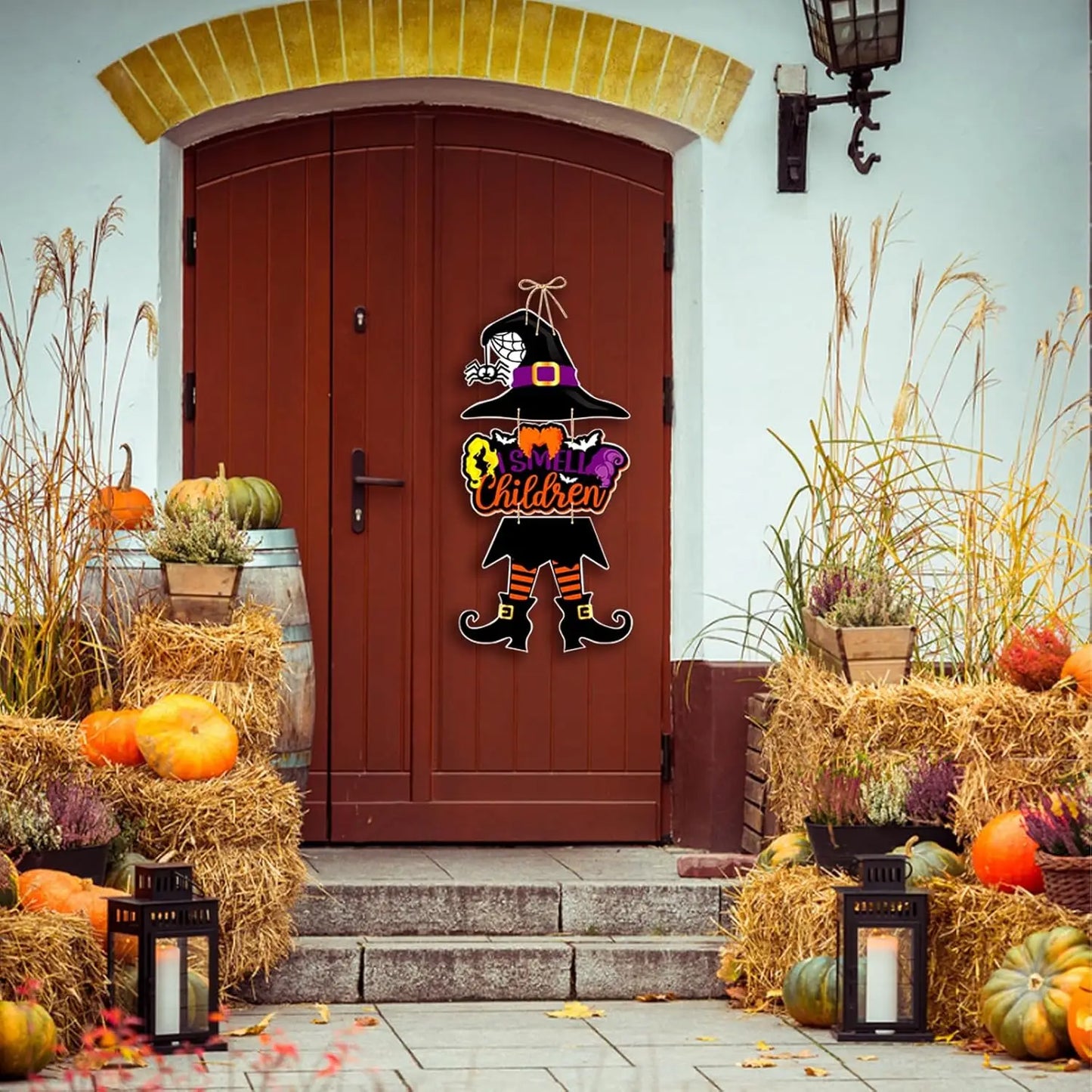 Halloween Hanging Sign Festive Pumpkin Bat and Skull Designs for Home Door Wall Yard Decor Decor Party Outdoor Indoor Supplies