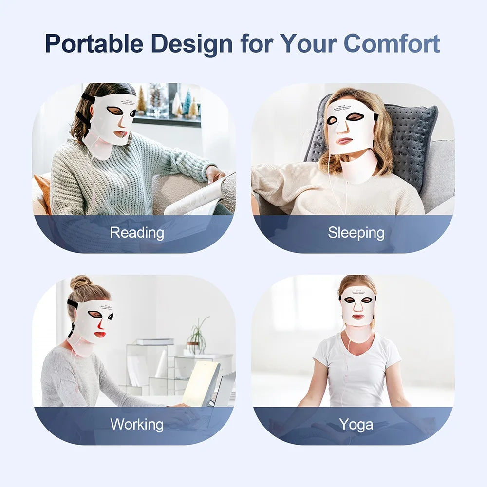 Silicone Red Light Therapy Mask 7 Color LED Face Mask anti Aging Rejuvenation Brighten Facial Mask with Eye Protection Cushion