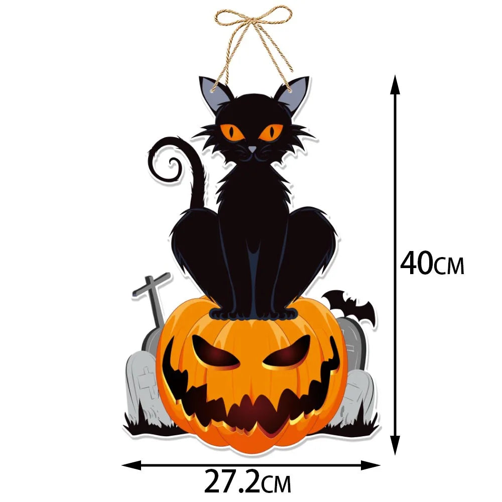 Halloween Hanging Sign Festive Pumpkin Bat and Skull Designs for Home Door Wall Yard Decor Decor Party Outdoor Indoor Supplies