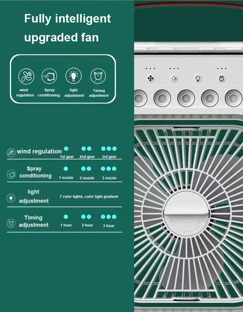 Xiaomi New 3-in-1 Fan Air Conditioner Household Small Air USB Electric Fan Air Cooler LED Night Light Water Mist Office Home