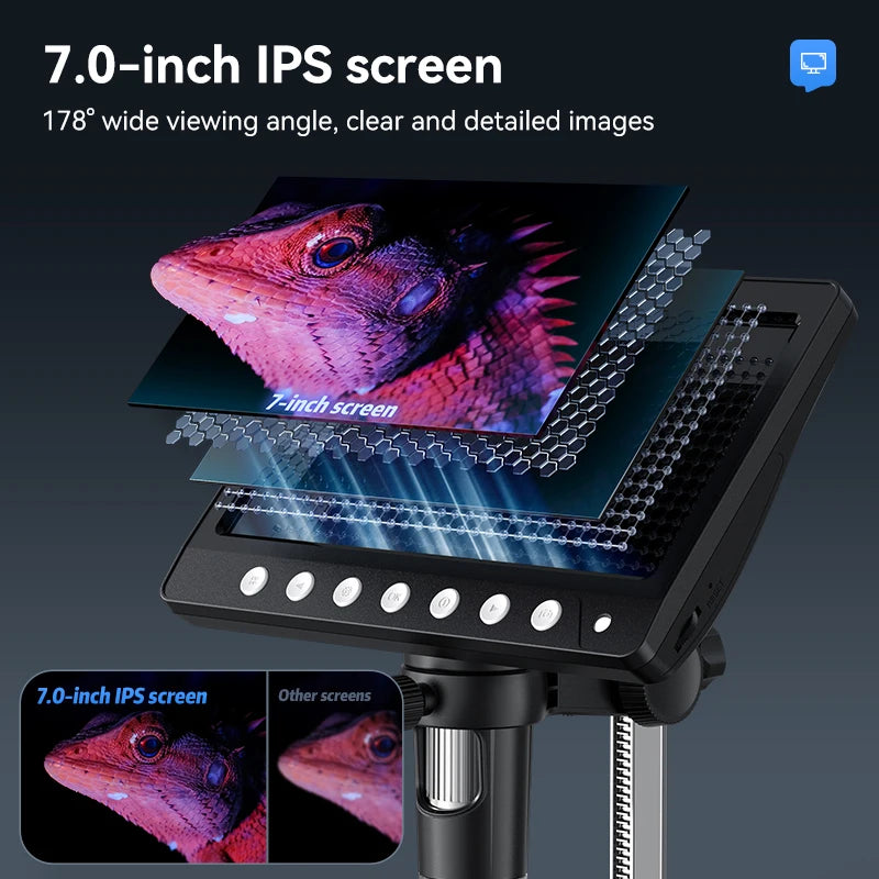 Portable 7" IPS Digital Microscope 1200X Magnification HD USB Professional Electron Microscopios for Phone Soldering Repair Tool