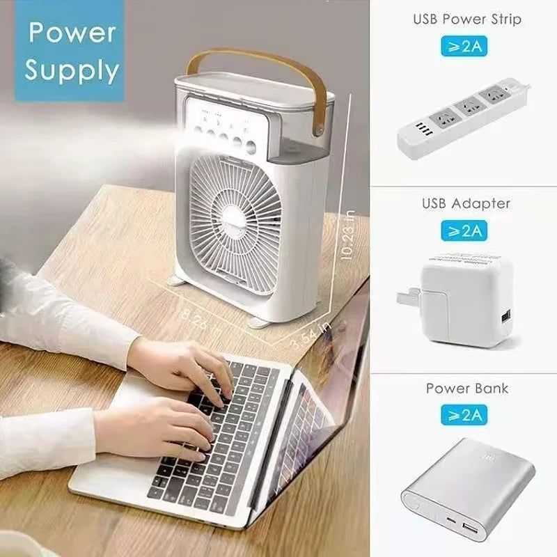 Xiaomi New 3-in-1 Fan Air Conditioner Household Small Air USB Electric Fan Air Cooler LED Night Light Water Mist Office Home