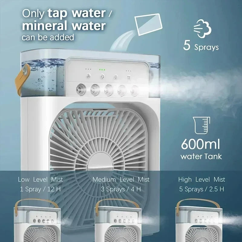 Xiaomi New 3-in-1 Fan Air Conditioner Household Small Air USB Electric Fan Air Cooler LED Night Light Water Mist Office Home