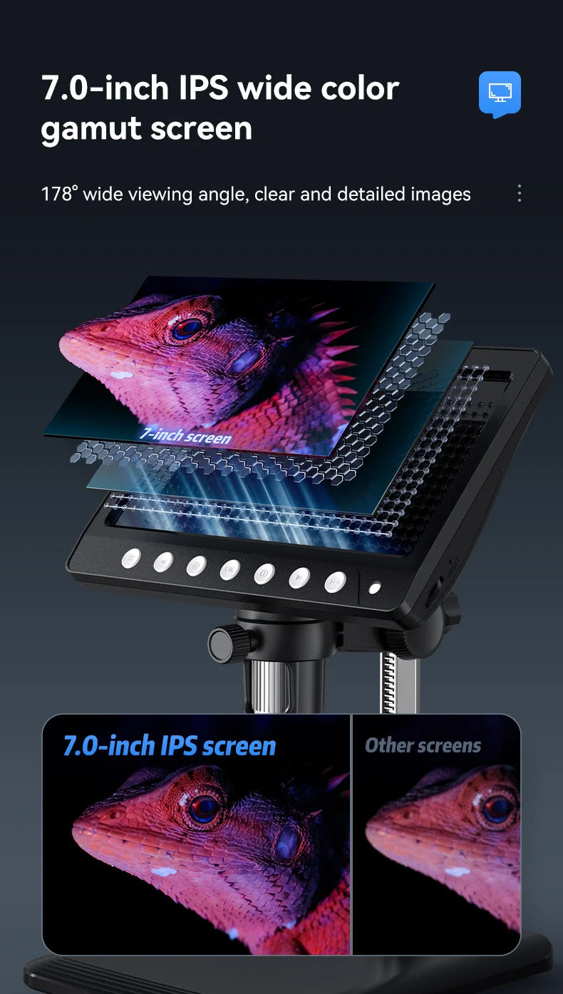 Portable 7" IPS Digital Microscope 1200X Magnification HD USB Professional Electron Microscopios for Phone Soldering Repair Tool