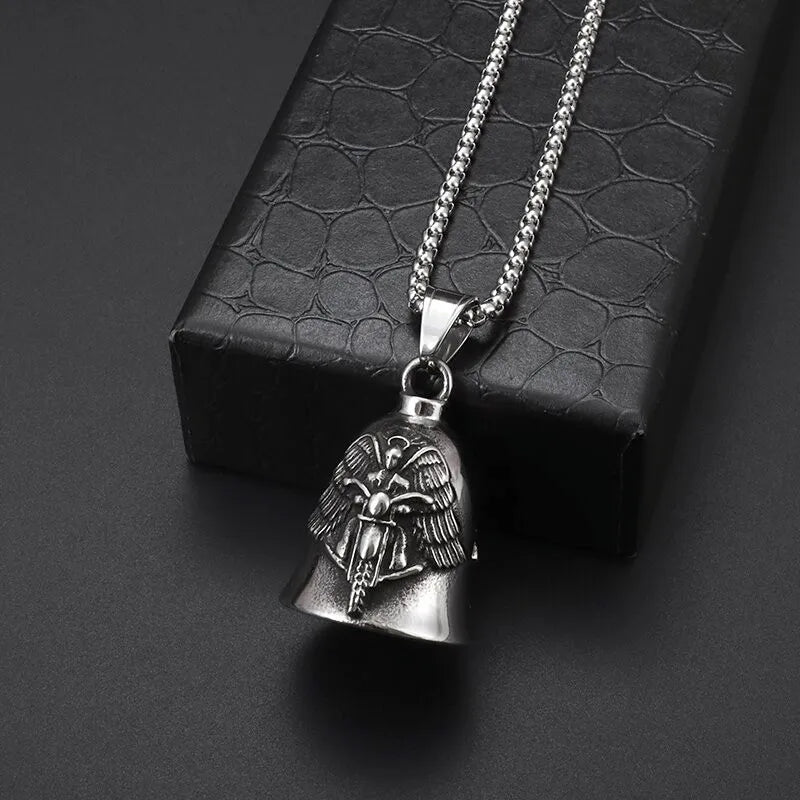 Angel Ride Motorcycle Bell Pendant Biker Hip Hop Rock Metal Punk Ride Party Accessories Trend Amulet Jewelry Gift