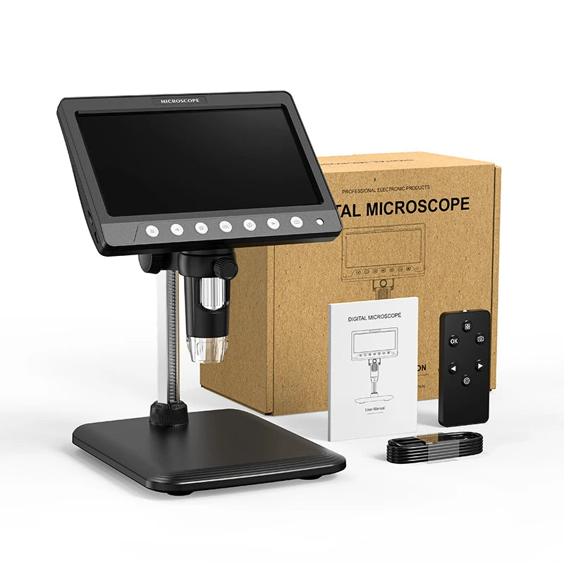 Portable 7" IPS Digital Microscope 1200X Magnification HD USB Professional Electron Microscopios for Phone Soldering Repair Tool