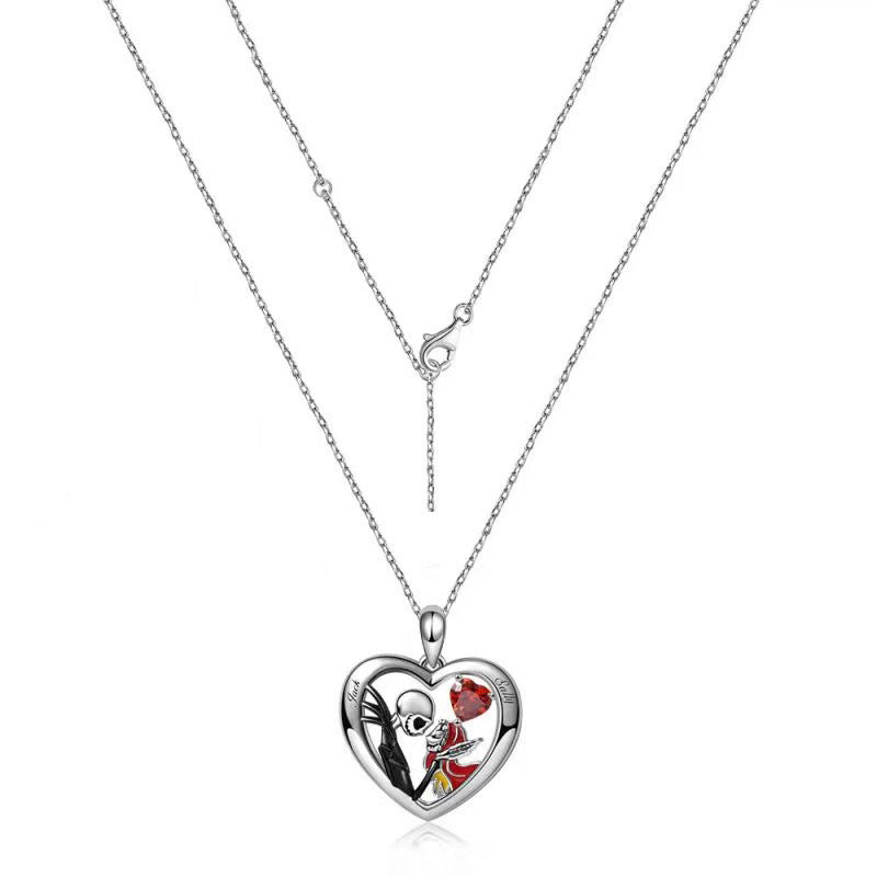 Till Death' Skull Heart Couple's Necklace