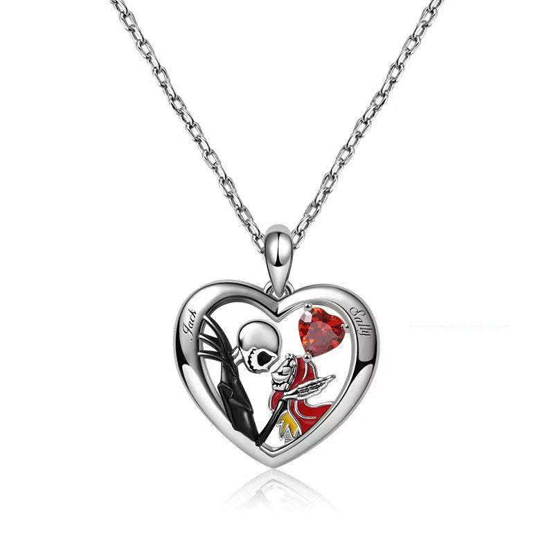 Till Death' Skull Heart Couple's Necklace